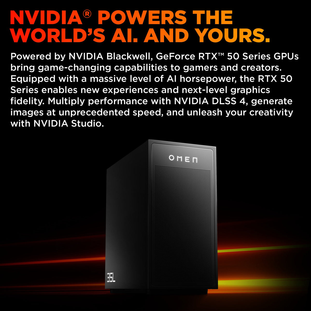 OMEN 35L Gaming Desktop GT17-0050m PC, Windows 11 Home, AMD Ryzen™ 7, 32GB RAM, 1TB SSD, NVIDIA® GeForce RTX™ 5070 Ti, Stealth Black